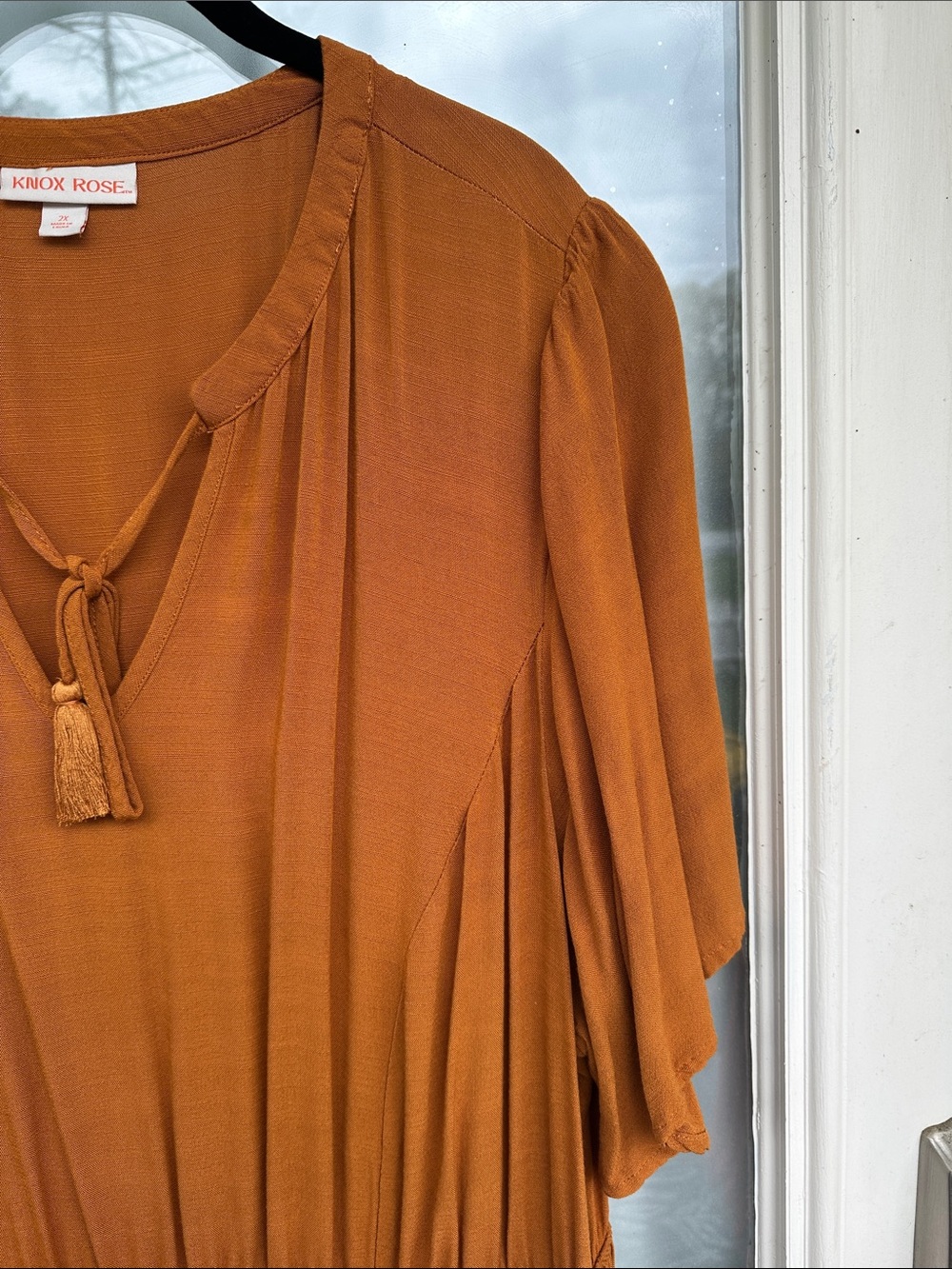 NWOT Knox Rose Tassel-Neck Maxi Dress in Rust/Copper (2X) - Picture 6 of 11